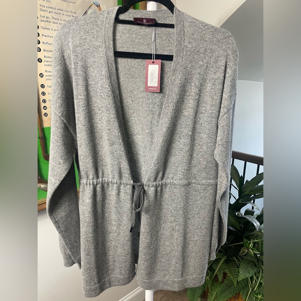 New Bruno Magli Gray Cashmere Sweater Size L - Picture 2 of 5